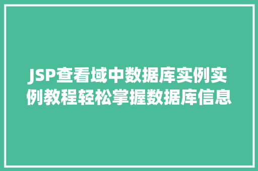 JSP查看域中数据库实例实例教程轻松掌握数据库信息检索