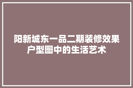 阳新城东一品二期装修效果户型图中的生活艺术  第1张