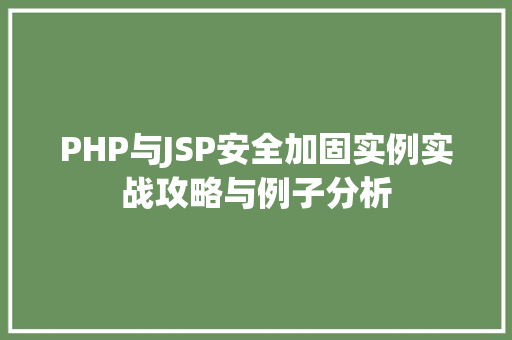 PHP与JSP安全加固实例实战攻略与例子分析