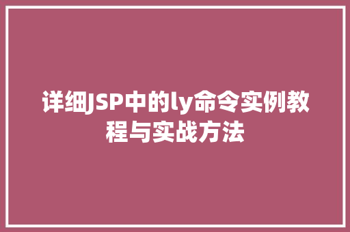 详细JSP中的ly命令实例教程与实战方法