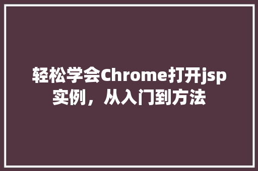 轻松学会Chrome打开jsp实例，从入门到方法