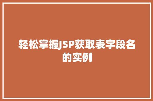 轻松掌握JSP获取表字段名的实例 第1张 轻松掌握JSP获取表字段名的实例 第1张