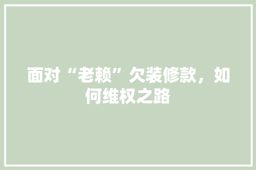 面对“老赖”欠装修款，如何维权之路