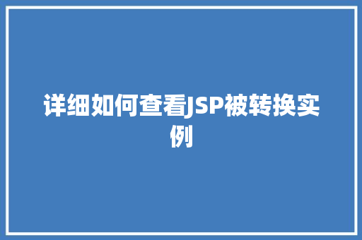详细如何查看JSP被转换实例 第1张 详细如何查看JSP被转换实例 第1张