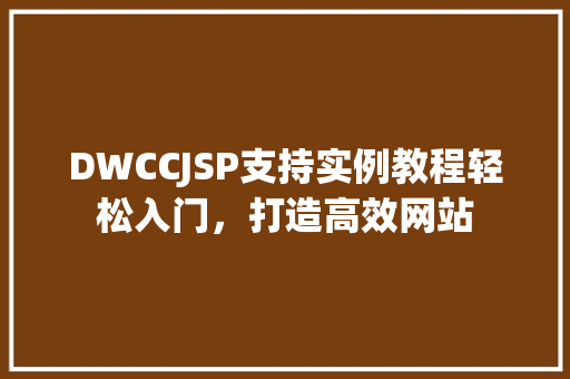 DWCCJSP支持实例教程轻松入门，打造高效网站  第1张