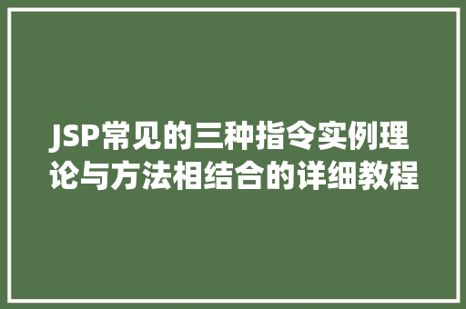 JSP常见的三种指令实例理论与方法相结合的详细教程