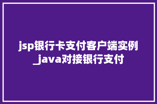 jsp银行卡支付客户端实例_java对接银行支付
