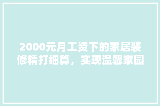 2000元月工资下的家居装修精打细算，实现温馨家园梦