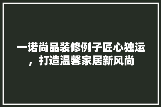 一诺尚品装修例子匠心独运，打造温馨家居新风尚