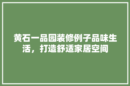 黄石一品园装修例子品味生活，打造舒适家居空间