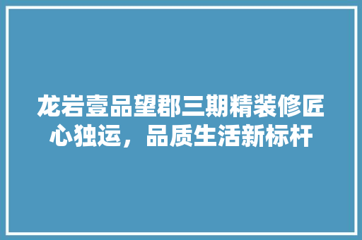 龙岩壹品望郡三期精装修匠心独运，品质生活新标杆