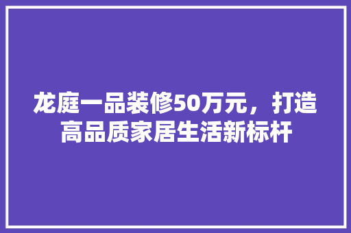 龙庭一品装修50万元，打造高品质家居生活新标杆