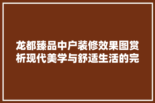 龙都臻品中户装修效果图赏析现代美学与舒适生活的完美融合