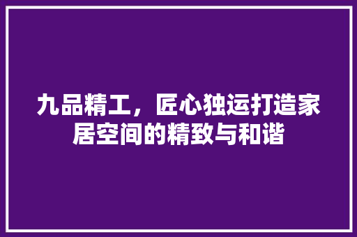 九品精工，匠心独运打造家居空间的精致与和谐  第1张