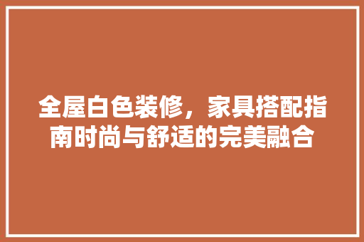 全屋白色装修，家具搭配指南时尚与舒适的完美融合