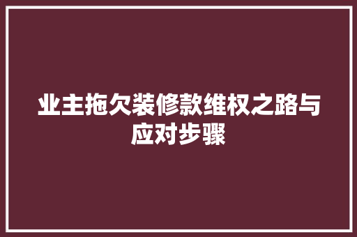 业主拖欠装修款维权之路与应对步骤