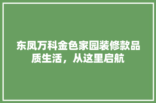 东凤万科金色家园装修款品质生活，从这里启航