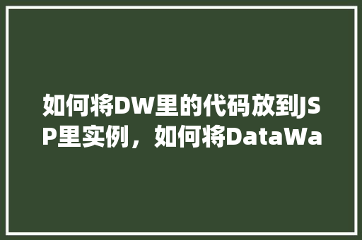 如何将DW里的代码放到JSP里实例，如何将DataWarehouse（DW）中的代码片段巧妙嵌入JSP页面