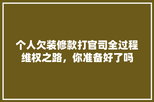 个人欠装修款打官司全过程维权之路，你准备好了吗  第1张