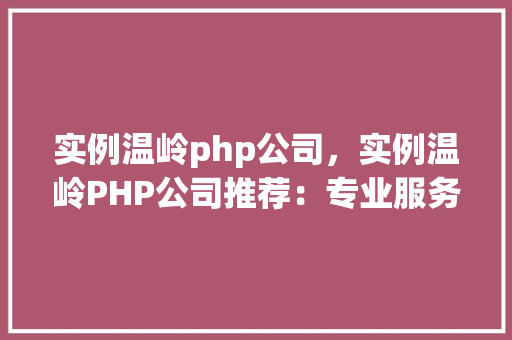 实例温岭php公司，实例温岭PHP公司推荐：专业服务一览表