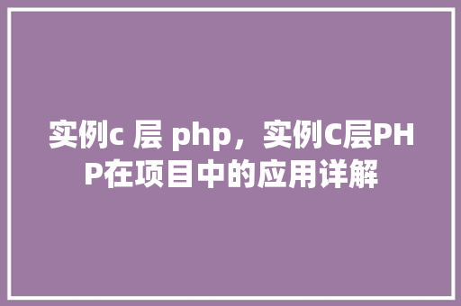 实例c 层 php，实例C层PHP在项目中的应用详解