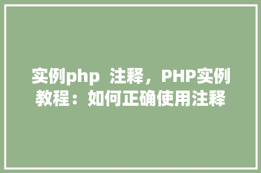 实例php  注释，PHP实例教程：如何正确使用注释