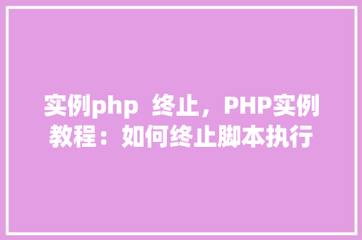 实例php  终止，PHP实例教程：如何终止脚本执行