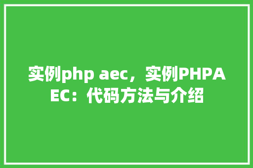 实例php aec，实例PHPAEC：代码方法与介绍