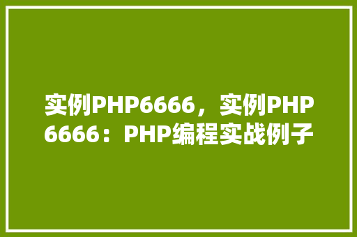 实例PHP6666，实例PHP6666：PHP编程实战例子介绍