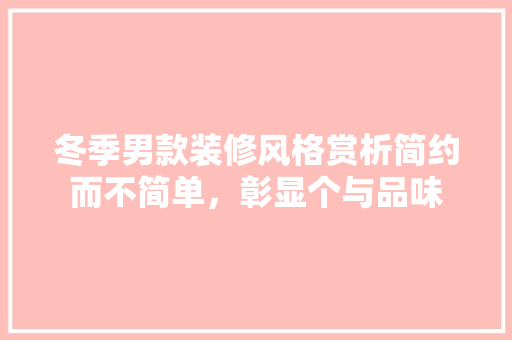 冬季男款装修风格赏析简约而不简单，彰显个与品味