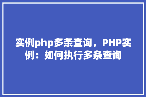 实例php多条查询，PHP实例：如何执行多条查询
