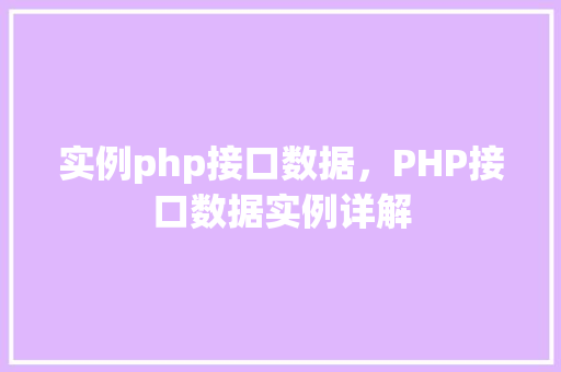 实例php接口数据,PHP接口数据实例详解