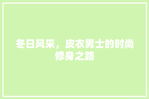 冬日风采，皮衣男士的时尚修身之路