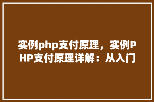 实例php支付原理，实例PHP支付原理详解：从入门到方法