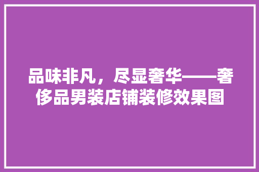 品味非凡，尽显奢华——奢侈品男装店铺装修效果图