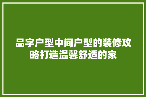 品字户型中间户型的装修攻略打造温馨舒适的家