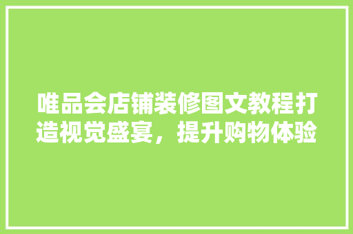 唯品会店铺装修图文教程打造视觉盛宴，提升购物体验