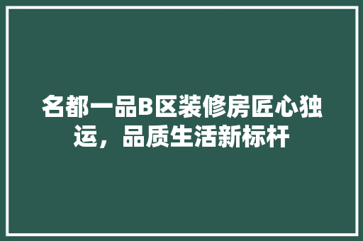 名都一品B区装修房匠心独运，品质生活新标杆