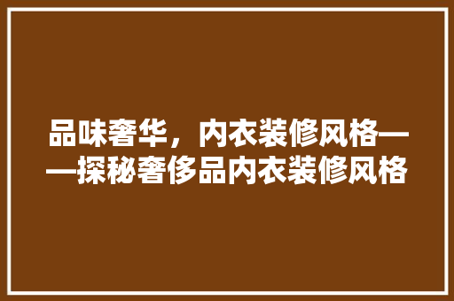 品味奢华，内衣装修风格——探秘奢侈品内衣装修风格图片大全