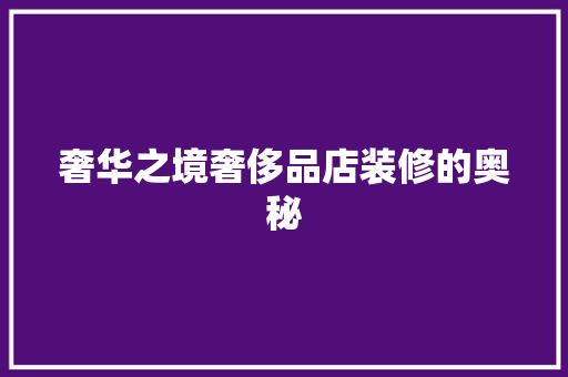 奢华之境奢侈品店装修的奥秘