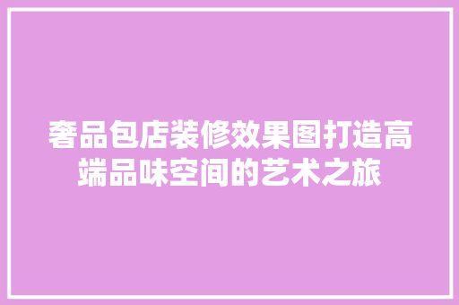 奢品包店装修效果图打造高端品味空间的艺术之旅