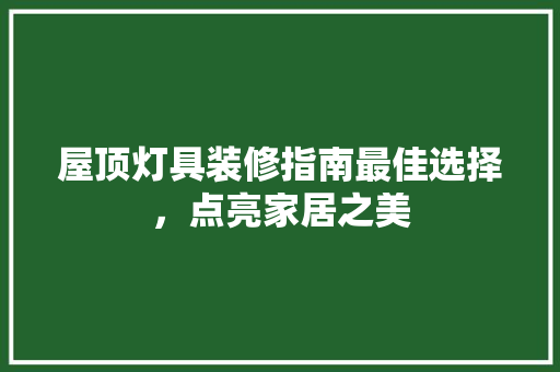 屋顶灯具装修指南最佳选择，点亮家居之美