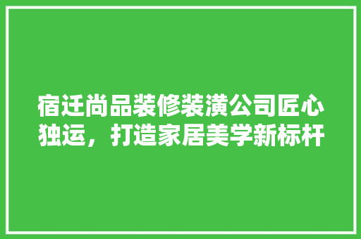 宿迁尚品装修装潢公司匠心独运，打造家居美学新标杆