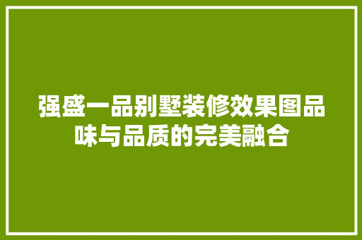 强盛一品别墅装修效果图品味与品质的完美融合