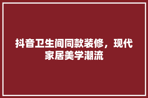 抖音卫生间同款装修，现代家居美学潮流