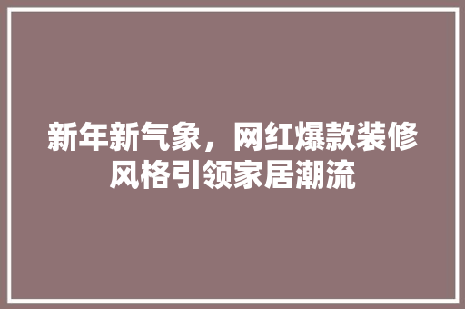 新年新气象，网红爆款装修风格引领家居潮流