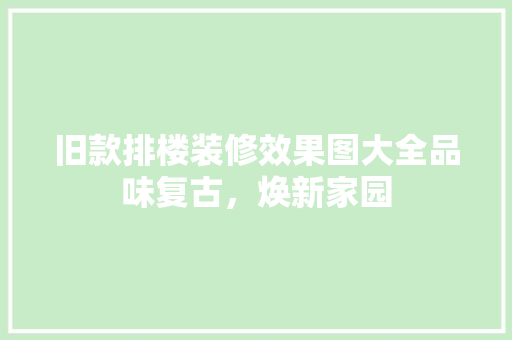 旧款排楼装修效果图大全品味复古，焕新家园