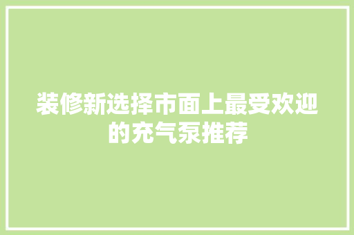 装修新选择市面上最受欢迎的充气泵推荐