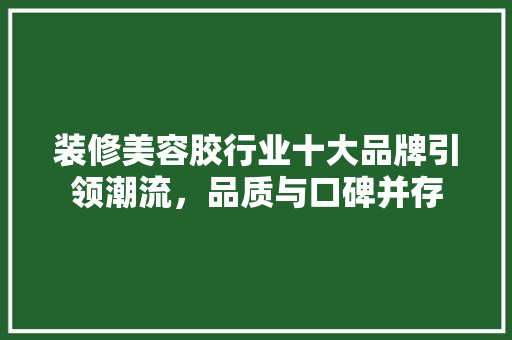 装修美容胶行业十大品牌引领潮流，品质与口碑并存