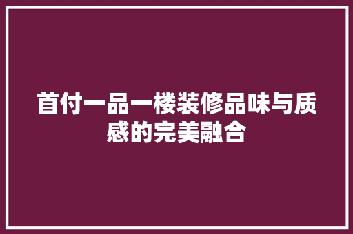 首付一品一楼装修品味与质感的完美融合